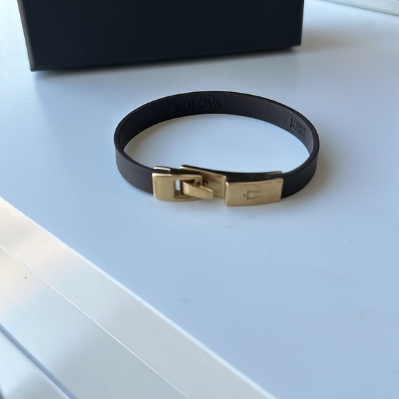 Bulova leather bracelet. Brown  with gold hardware. - Picture 3 of 3